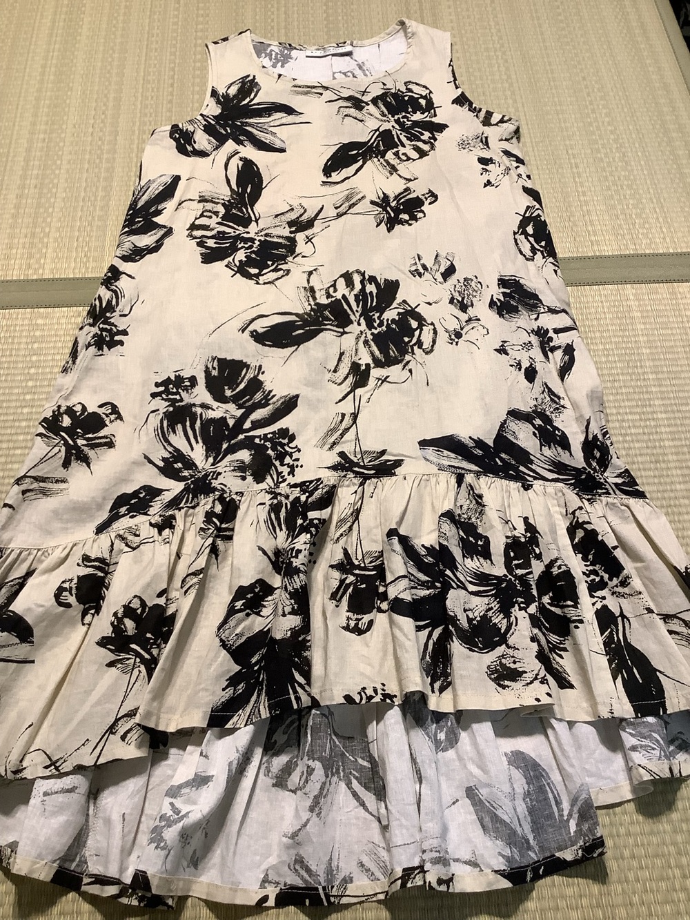 Bryn Walker Angelita Torcello Floral Linen Cotton Tiered Ruffle Dress